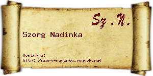 Szorg Nadinka névjegykártya